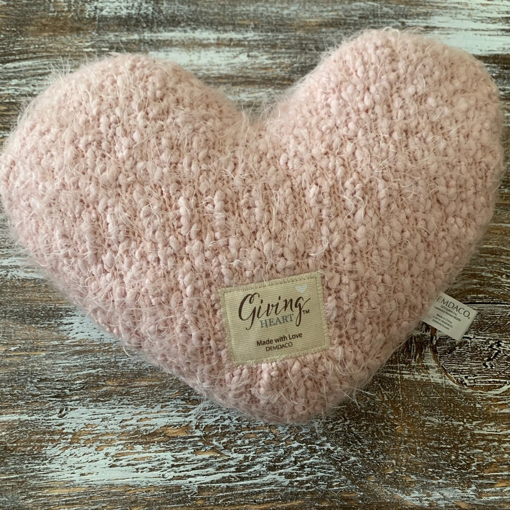 Demdaco Giving Heart Weighted Pillow. Light pink.